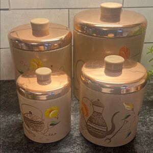 Ransburg Vintage Floral Canister Set of 4.  MCM KITCHEN.